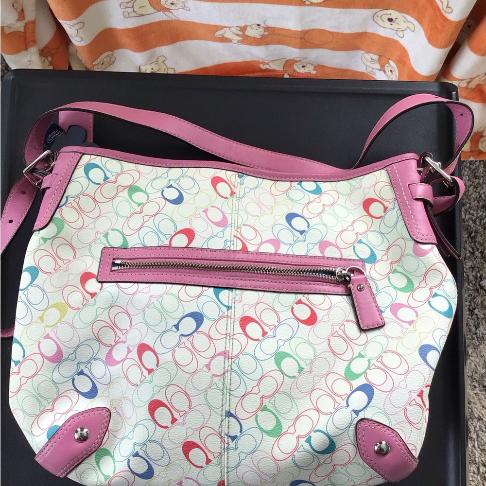 Coach Pink Shoulder Bag with Vibrant Print